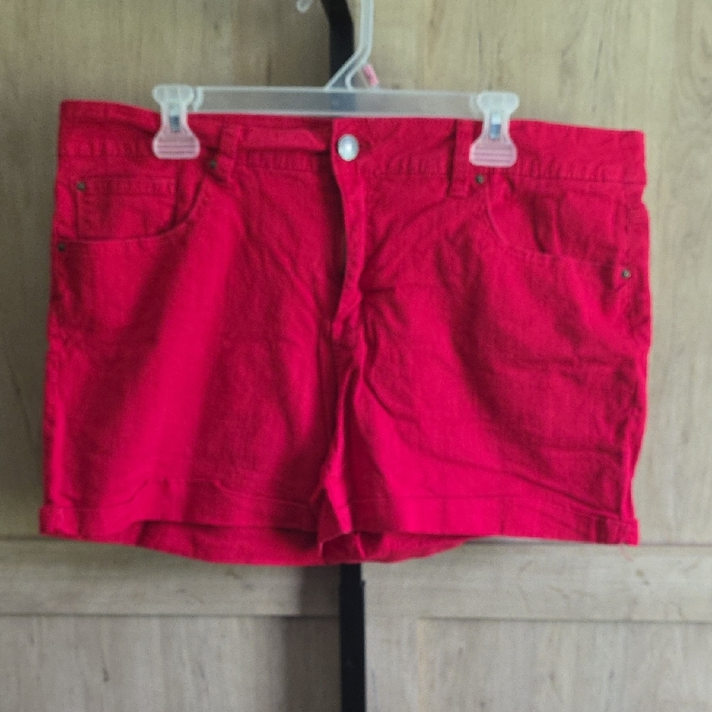 (J41) Faded Glory Red Jean Shorts for Women Sz 18